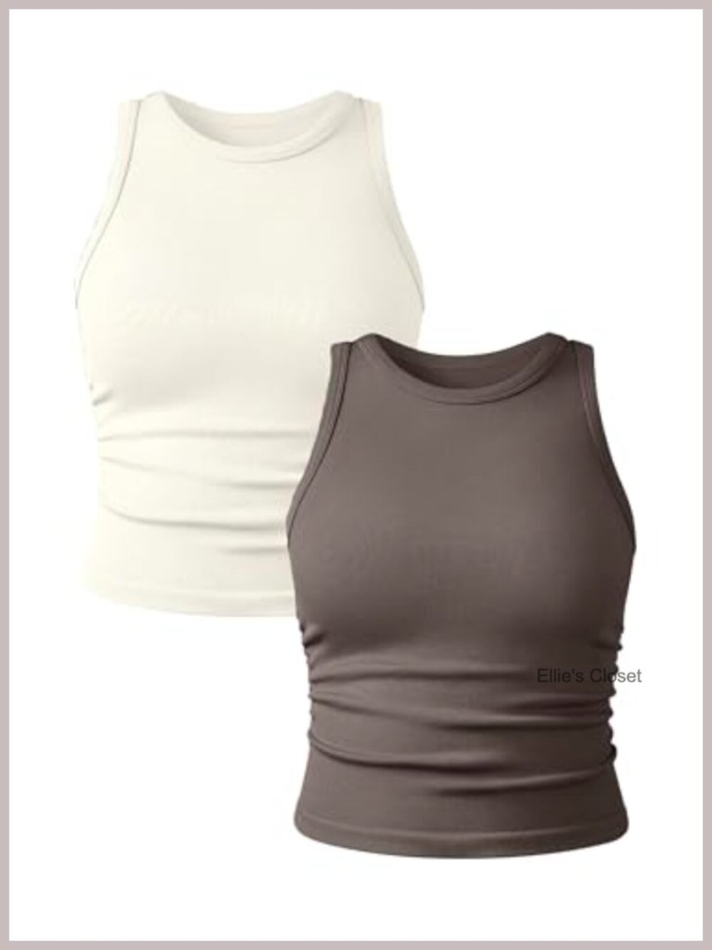 2 Pack Seamless Ribbed Crop Tank Tops - Sleeveless Crew Neck Nylon Spandex